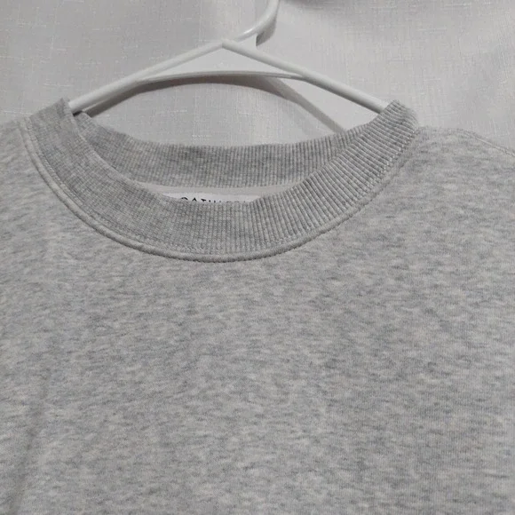 Athleta Womens Sweatshirt SP Gray Sleeveless Crewneck Pullover Ribbed Short - Picture 3 of 6